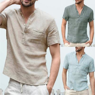 China Viable 2021KB Summer New Men's T-shirt Short Sleeve Cotton and Canvas Led Casual Men's T-shirt Male Breathable Shirt S-3XL for sale