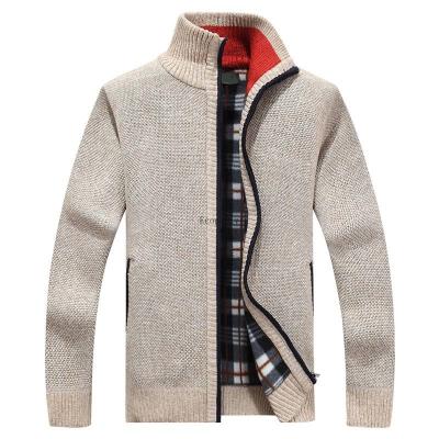 China Keep Warm Autumn Winter Men Sweater Coat Faux Fur Wool Sweater Jackets Men's Zipper Knitted Thick Coat Knitwear Casual Cardigan 2021 for sale