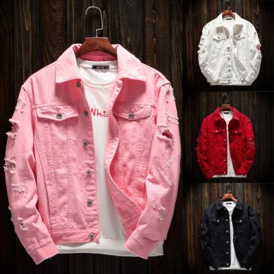 China Viable Men's Denim Jean Jacket Trendy Fashion Ripped Male Streetwear Jackets Cowboy Coats for sale