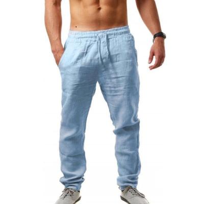 China Breathable Casual Pants Pantalones Hip-Hop Mens Loose Long Pants Cotton Men Pants Elastic Waist Solid Color Anti-Static Canvas for sale