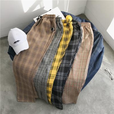 China 2021 Breathable Men's Plaid Wide Leg Pants Men's Fashion Couple Pants Korean Student Loose Casual Pants for sale