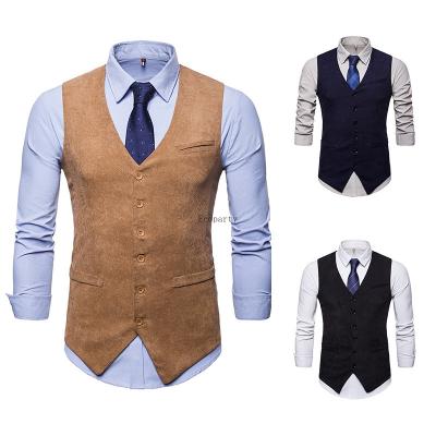 China Viable Men's Corduroy Suit Invest Dress 2022 Men's Formal Wedding Suit Vest Men Business Wedding Tuxedo Vest for sale