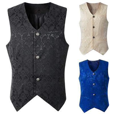 China Vintage Anti-wrinkle Waistcoat Steampunk Adult Victorian Black Gothic Jacquard Swallow Top Noble Mens Suit For Mens Blazer Suit for sale