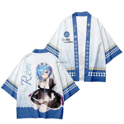 China QUICK DRY Re: Zero Beginning Life In Another World Haori Obi Beach Cardigan Cloak Jacket Sleepwear Coat REM Cosplay Kimono Japanese Cloak for sale