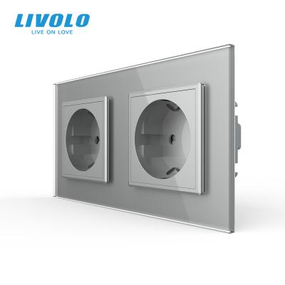 China Crystal Glass Panel Manufacturer Livolo c7 EU Standard Double Wall Power Socket for sale