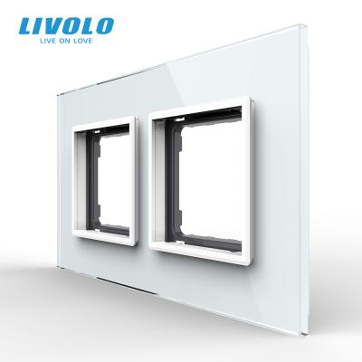 China Livolo Crystal Glass Switch Panel luxury white, 146mm*86mm, UK standard, tempered glass quadruple glass panel for wall socket for sale