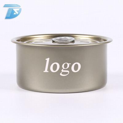 China 185g Round Shape Empty Aluminum Tuna Custom Easy Open Mini Tin Cans Easy Open For Tuna for sale