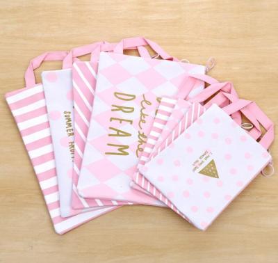 China Custom Handled Printed Cute Pink Cotton Pouch Cotton Bag Small Cosmetic Pouch Change for sale