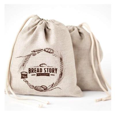 China Natural Rope Handle Linen Custom Printed Bread Packaging Canvas Bag for sale