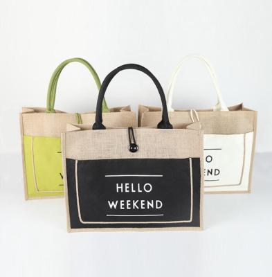 China Natural environmental friendly jute sack packaging bag handle burlap sack, can be customized for sale