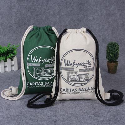 China 100% eco-friendly wholesale custom small canvas cotton muslin drawstring bags for sale