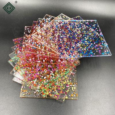 China 3MM 5MM 8MM Various Onion Powder Colorful Irregular Acrylic Glitter Plexiglass Colorful Key Chain Desk Ornaments Hanging for sale