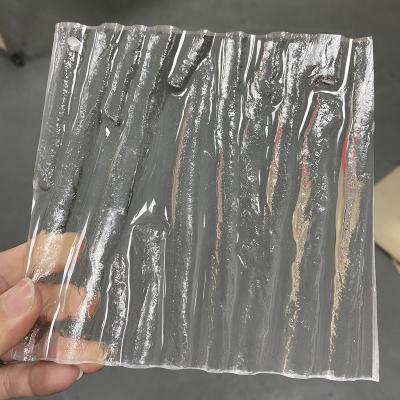 China Acrylic transparent cast acrylic sheet with icicle pattern/wavy plastic sheet/PMMA overflowing bottom screen 4X8 feet for sale