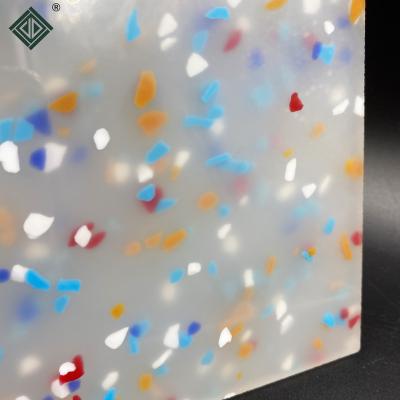 China Cast Acrylic Acrylic Sheet Colored Terrazzo/Large PMMA Particle Flashpoint For Countertop Wall/Background/Decorative Material for sale