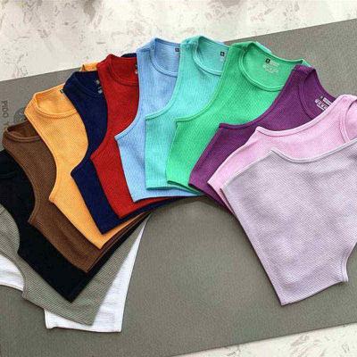 China Solid Seamless Women Tops Rib Knit Sleeveless Casual Tank Top Streetwear Cropped Women's T-shirt Tank Top QUICK DRY for sale