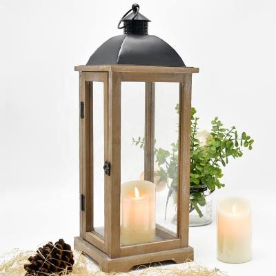 China Home Vintage Garden Farmhouse Decorative Wedding Lantern Outdoor Eco-Friendly Wood Decor Other Candle Holders, Lanterns and Candle Jars for sale