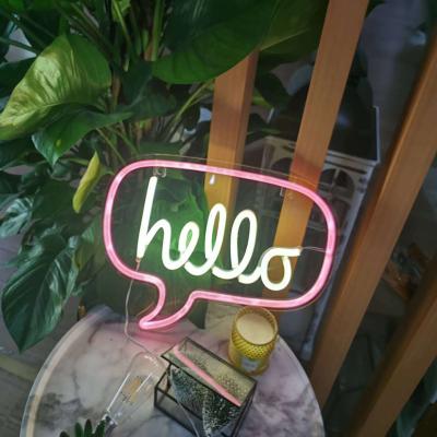 China Hotel Led Advertising Hello Neon Signs Shaped Led Neon Light For Home Wedding Decoration for sale