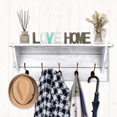 China New Viable Stock Home Decor Customization Nordic Wooden Wall Shelves, Wall Shelf Shelf Hanging Wall With Hook for sale