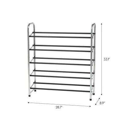 China Easy To Assemble High Quality Living Room Furniture Shoe Storage Organizer 5 Tier Portable Tall Shoe Rack Silver for sale