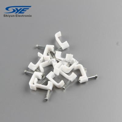 China Coil cable under lip and hammer nail in wall 2021 lowest price good quality hot sale plastic wall nail-in wall clip, plastic wire clip for sale