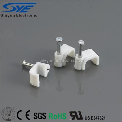 China Wrap cable under lip and hammer nail in wall sizes flat wire nail cable locking clips for sale