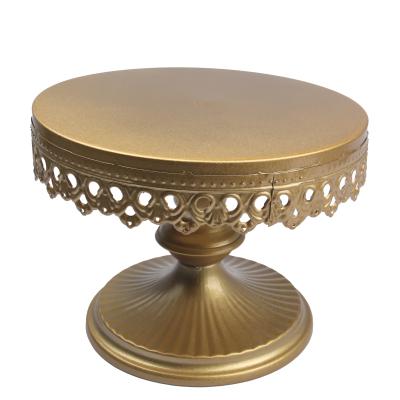 China Amazon 8 Inch Metal Gold Sustainable Hot Selling Round Cake Stands Wedding Cakes Party Birthday Celebration Cake Layer Stand for sale