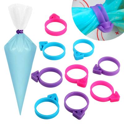 China One Viable Bag Ties Reusable Silicone Icing Decorating Elastic Band Whipping No Leaking Baking Tie Piping Pastry Tools Bakeware Cake Bag for sale