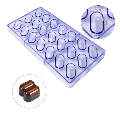 China Sustainable Oval Shape 21 Cavity Fondant Cake Candy Molds Clear Plastic 3D Chocolate Mold For Baking Tools for sale