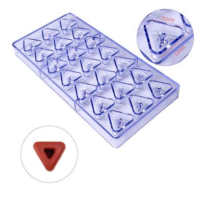 China Sustainable Triangle Shape 21 Cavity Fondant Cake Candy Molds 3D Clear Plastic Chocolate Mold For Baking for sale