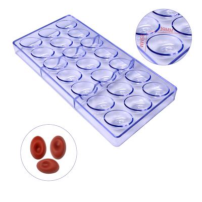 China Sustainable Oval Shape 21 Cavity Fondant Cake Candy Molds 3D Clear Plastic Chocolate Mold For Baking for sale