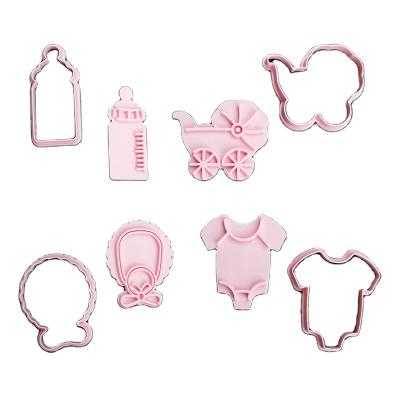 China Sustainable Baby Theme Cookie Cutter Matching Cookie Stencils Set Fondant Cake Decorating Tools 3D Cookie Stamps Die for sale