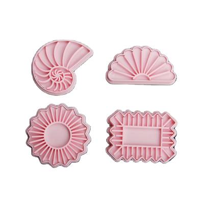 China Sustainable Seashell Cookie Cutter Set Plastic Cake Cookie Cutter Mold Set Fondant Cake Decorating Tools 3D Cookie Stamps Mold for sale