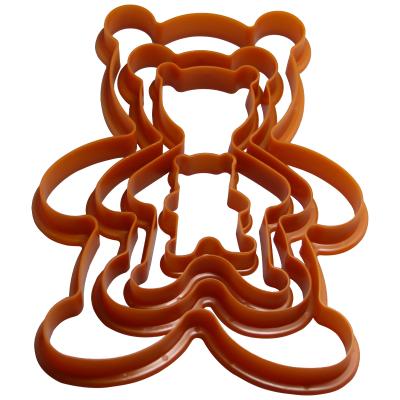 China 4 Pcs Sustainable Plastic Set 3D Cookie Molds / Set Hot Sale Bear Shape Baking Cookie Cutters With Different Size for sale