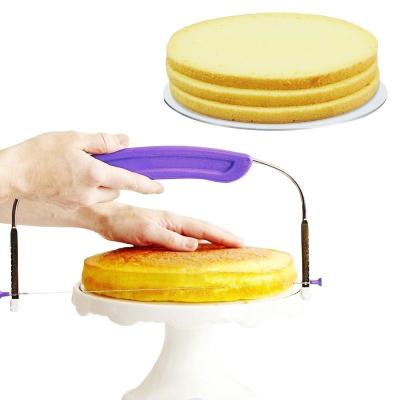 China Factory Direct Selling Workable Adjustable Stainless Steel Cake Leveler With Plastic Leveler Cutter Slicer Cake Wire Handle Baking Tool for sale