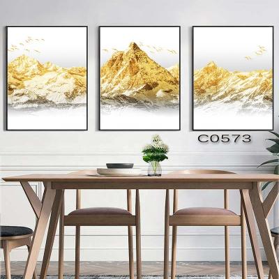 China Modern Golden Mountain Landscape Painting Prints Modern Framed Decorative Artwork Wall Painting Canvas for sale