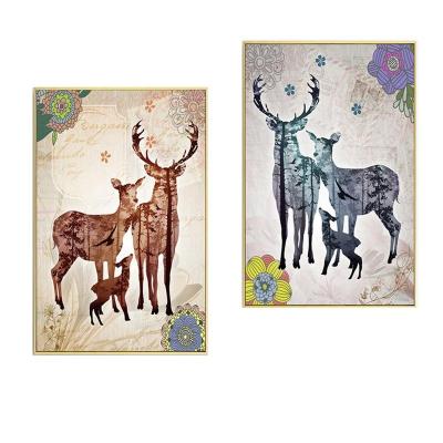 China Modern Printed Animal Prints Decorative Animal Canvas Art Deers Painting Canvas Framed for sale