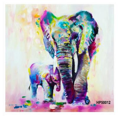 China Wholesale Modern Handmade Animal Oil Painting Elephant Wall Art Decorative Painting Modern Decorative Painting for sale