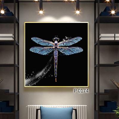 China Framed Wall Art Modern Decorative Dragon Fly Wall Art Print Contemporary Animal Painting Framed Art for sale