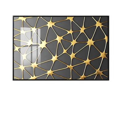 China Modern Abstract Modern Art Print Gold Aluminum Alloy Home Decor Wall Art Framed Crystal Porcelain Painting for sale