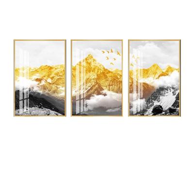 China Modern Aluminum Alloy Framed Abstract Decorative Painting Art Porcelain Painting Mountain Landscape Prints Crystal for sale