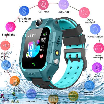 China 2021 Cartoon wifi gps sim card call smartwatch 800mAh gps kids q12 visual smart watch with camera for sale