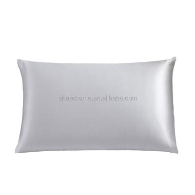 China 100% Mulberry Gray Silk 22 Mm Stainable Charmeuse Satin Pillow Case With Hidden Zipper for sale