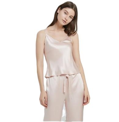 China Factory wholesale 22mm QUICK DRY silk pajamas women 100% sexy camisole pants fit home wear for sale