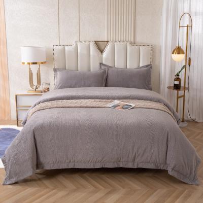 China Wholesale Antibacterial Luxury Queen Velvet Nondisposable Gray Bedding Set Bed Sheet for sale