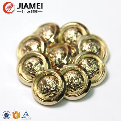 China Fashion Workable Fancy Zinc Alloy Gold Men's Stitching Women's Tailor Shirt Custom Round Metal Military Leg Button for sale