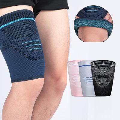 China 100% Polyester Sports Thigh Compression Sleeve Leg Protector Muay Thai Equestrian Outdoor Running Knitted Basketball Leg Harness for sale