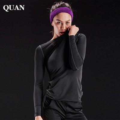 China Women's Running Tights Basketball Yoga Fitness Training Suit Long Sleeve Stretch Exercise T-Shirt Breathable Quick Dry Fitness Suit for sale