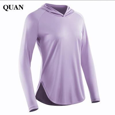 China Breathable Sunproof Clothes Long Sleeve T-shirt Women's Quick Dry Coat Hoodie Exercise Fitness Running Loose Clothing for sale