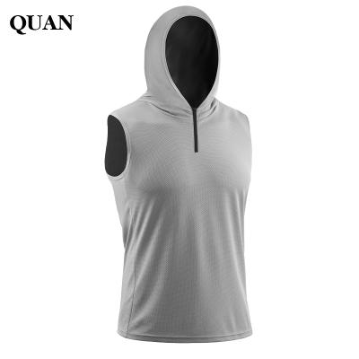 China Breathable Men Mesh Zipper Clothes Sports Training Wear Hoodie Tank Tops Bodybuilding Gym Vest Fitness Quick Dry Sleeveless T-Shirt for sale