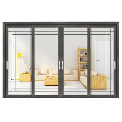 China Magnetic Screen Heavy Duty Aluminum Frame Indoor Garden Silent Glass Sliding Door Indoor Garden Aluminum Glass Interior Door for sale